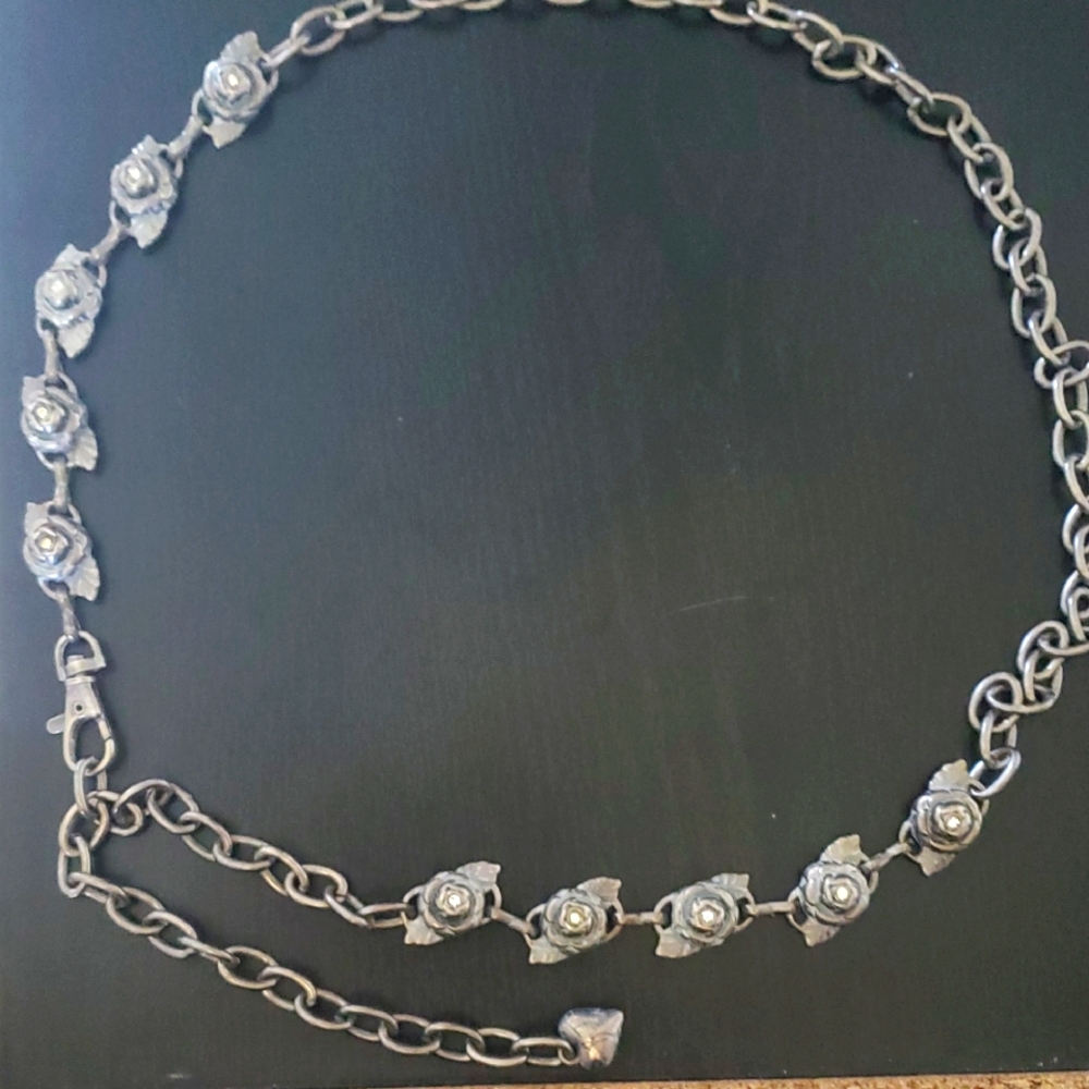 Elegant Silver Rose Chain Belt Sise  10- 14
